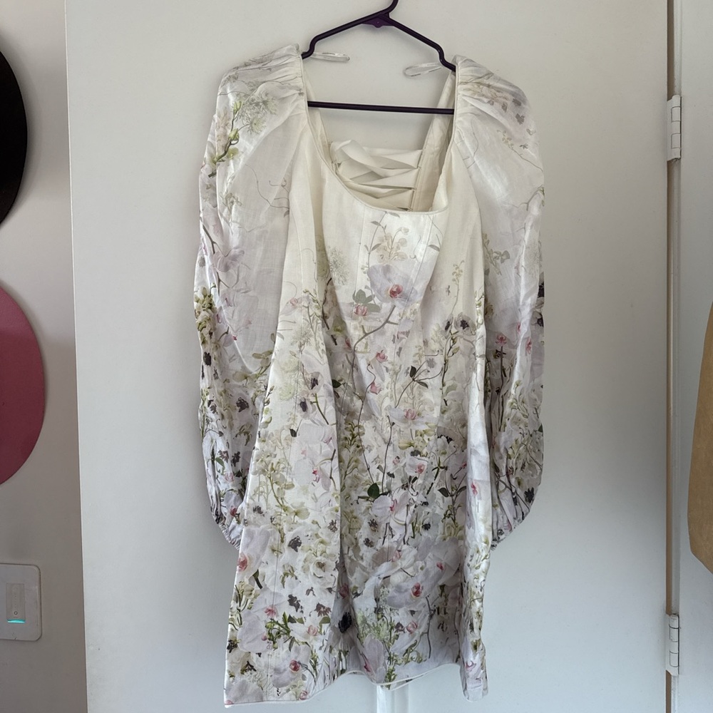 Zimmermann floral White Blouse with Cross Back